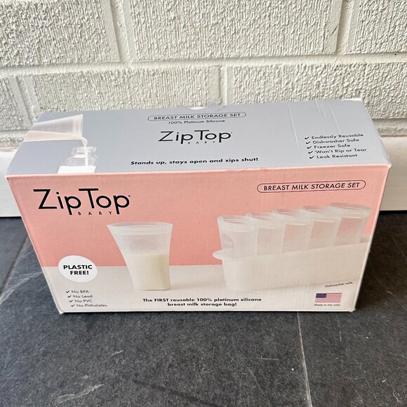 Zip Top Breast Milk Silicone Storage Bags, NIB - Picture 1 of 5